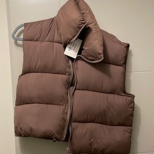 Brown puffer vest